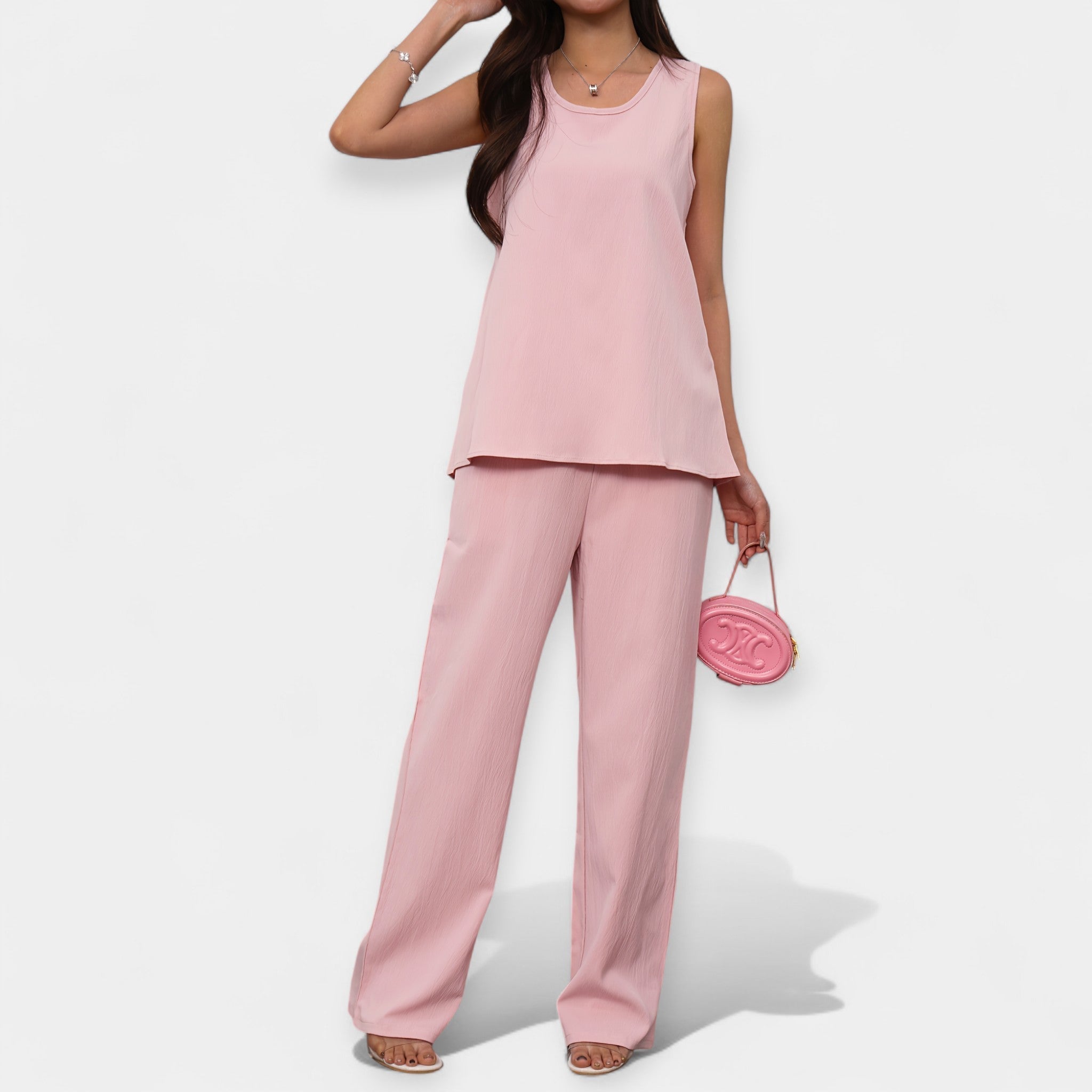 Set Élégante avec Top Sans Manches et Pantalon Large