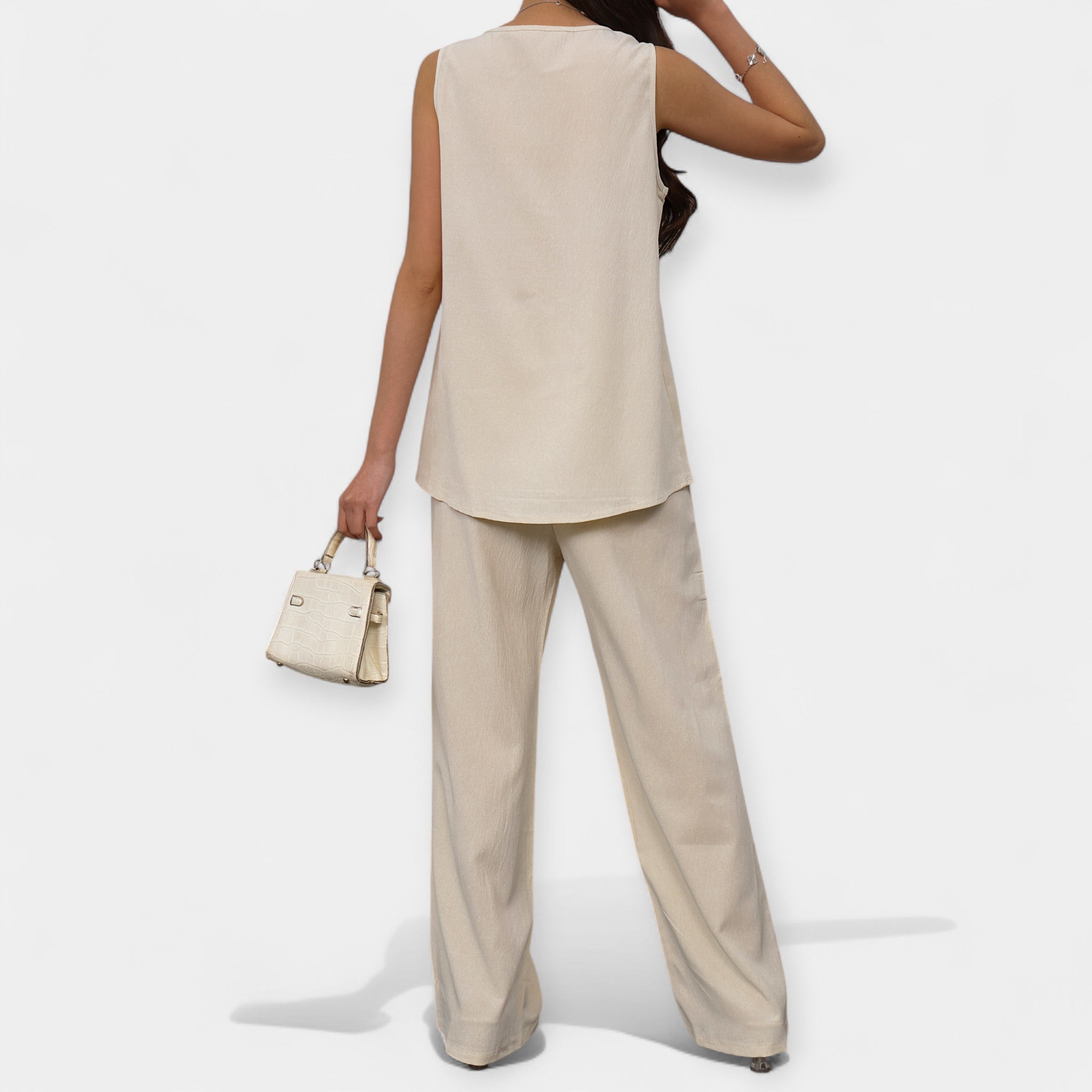 Set Élégante avec Top Sans Manches et Pantalon Large