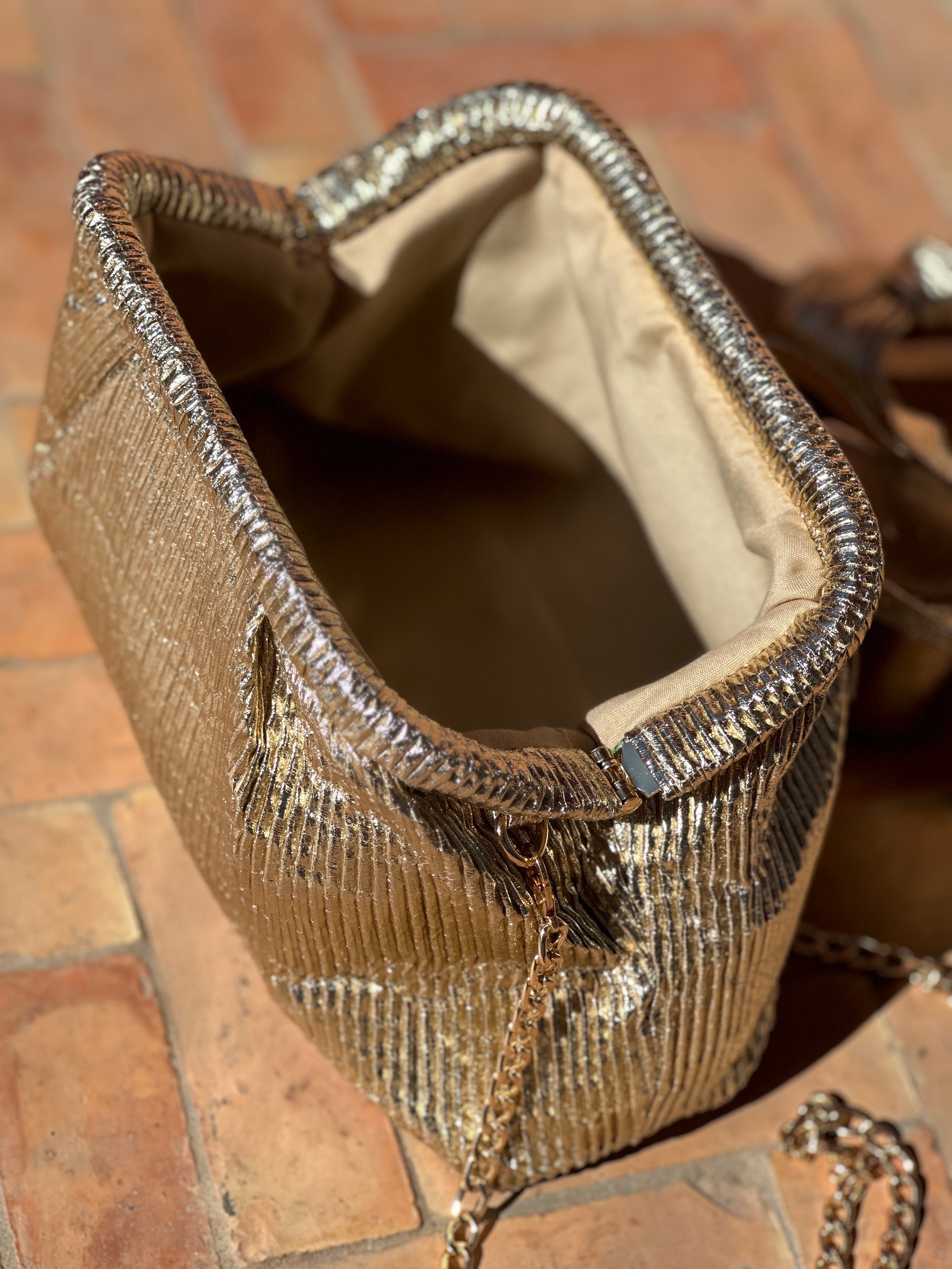 Pochette & Sac à Bandoulière Élégant Doré