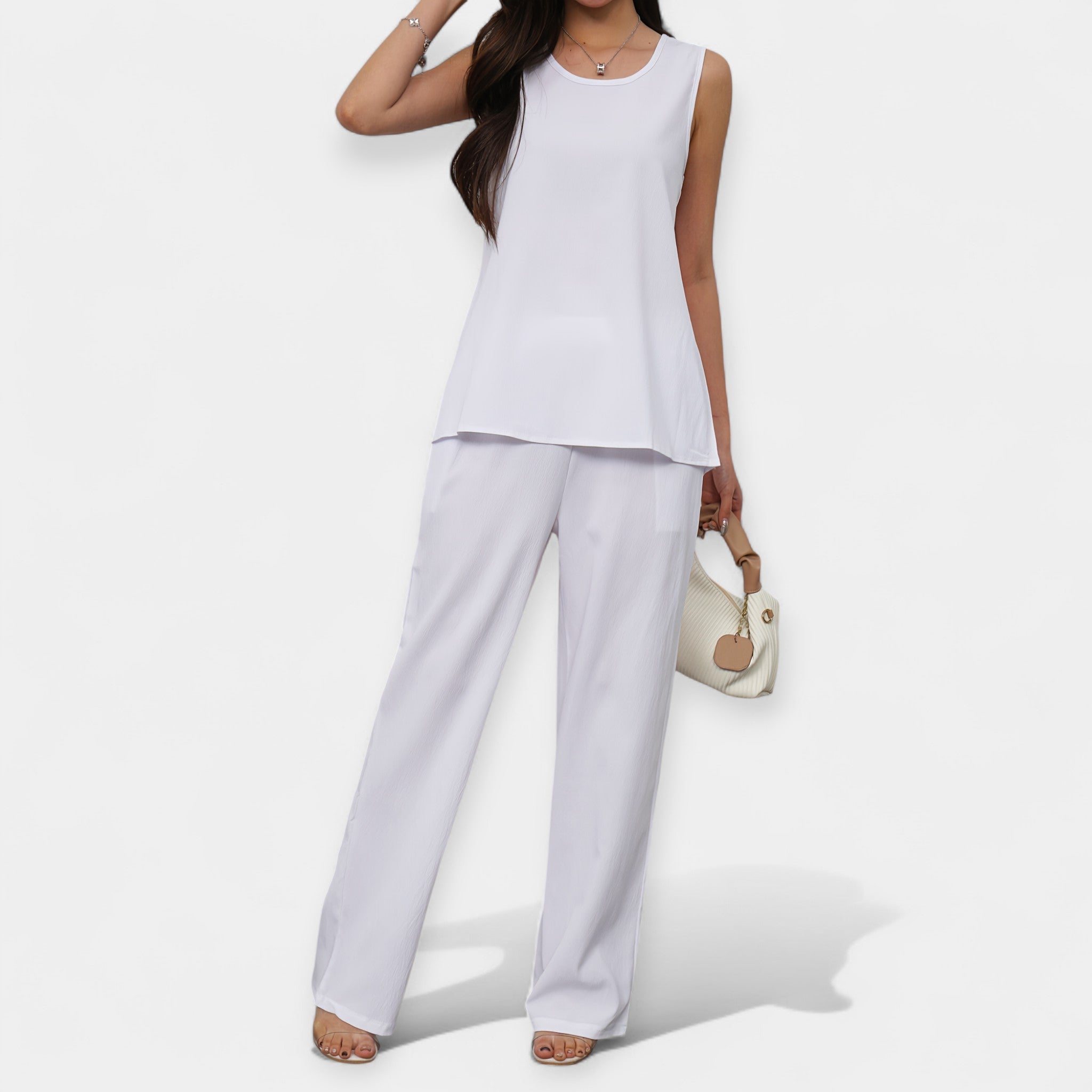 Set Élégante avec Top Sans Manches et Pantalon Large