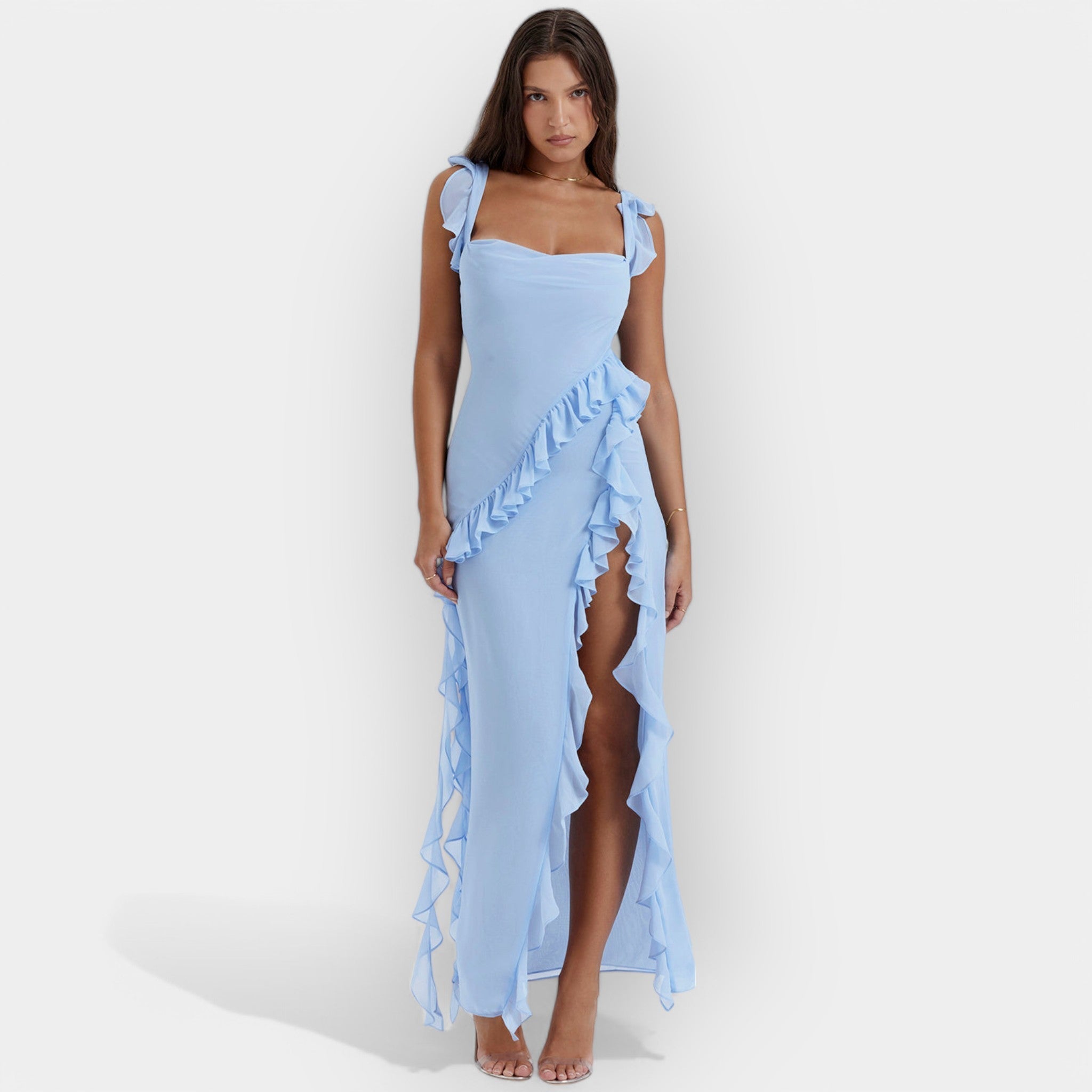 Robe avec Fente et Volants