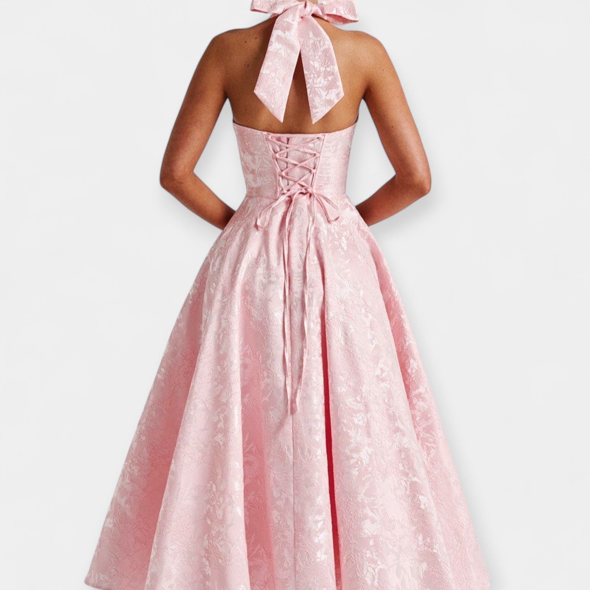 Robe Midi avec Dos Nu et Corset
