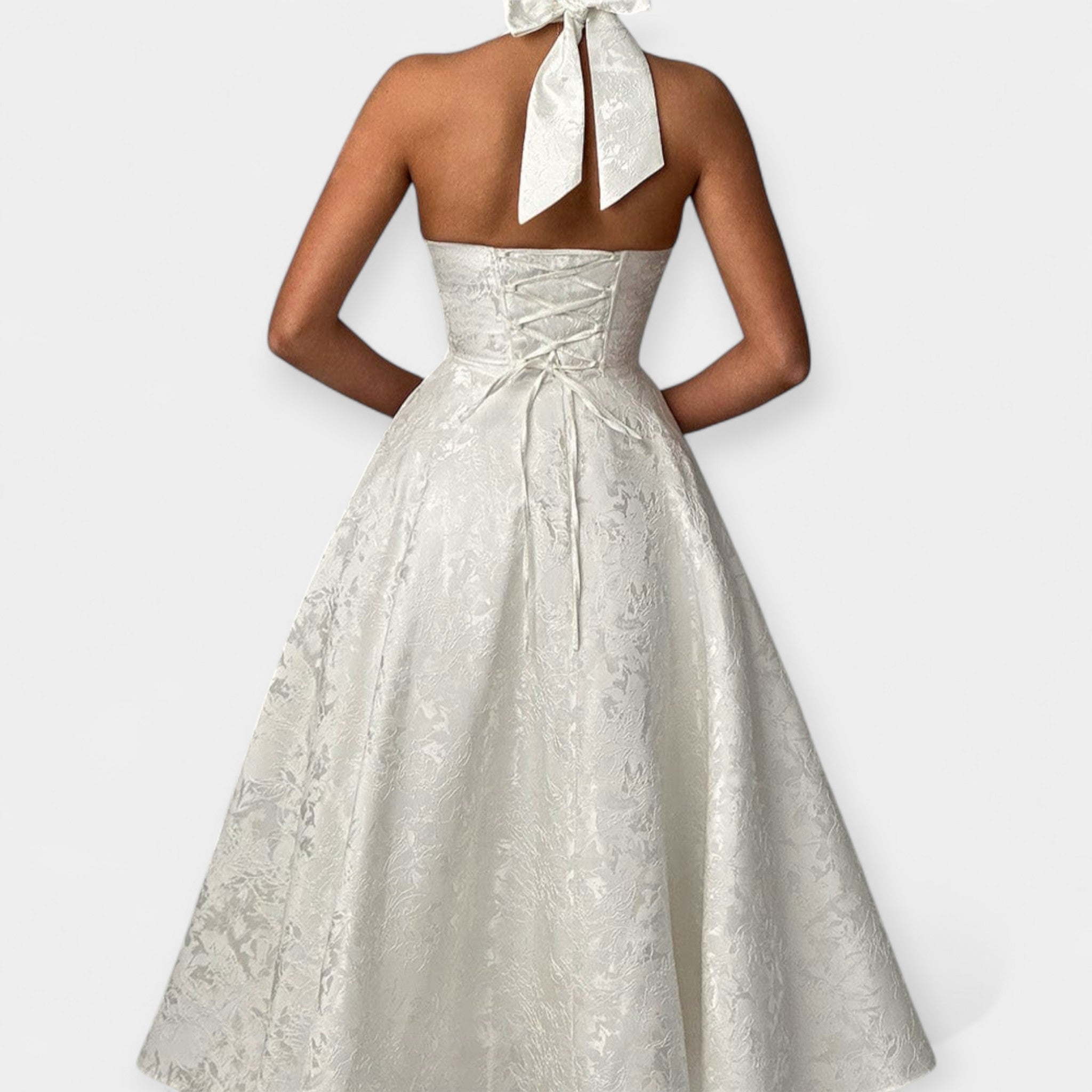 Robe Midi avec Dos Nu et Corset