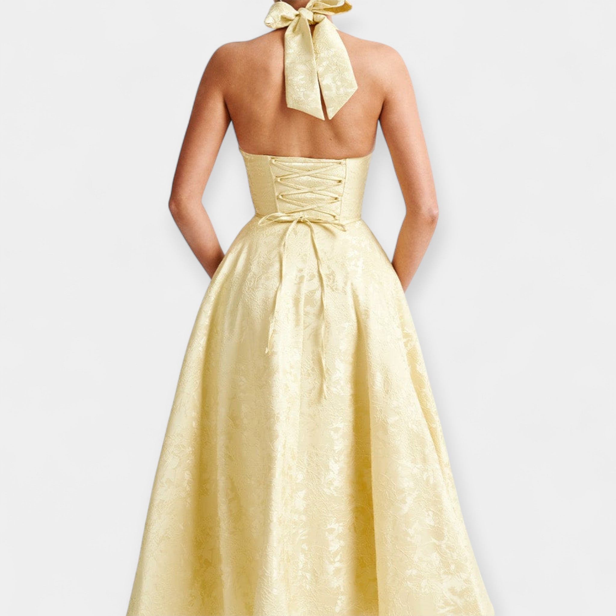 Robe Midi avec Dos Nu et Corset