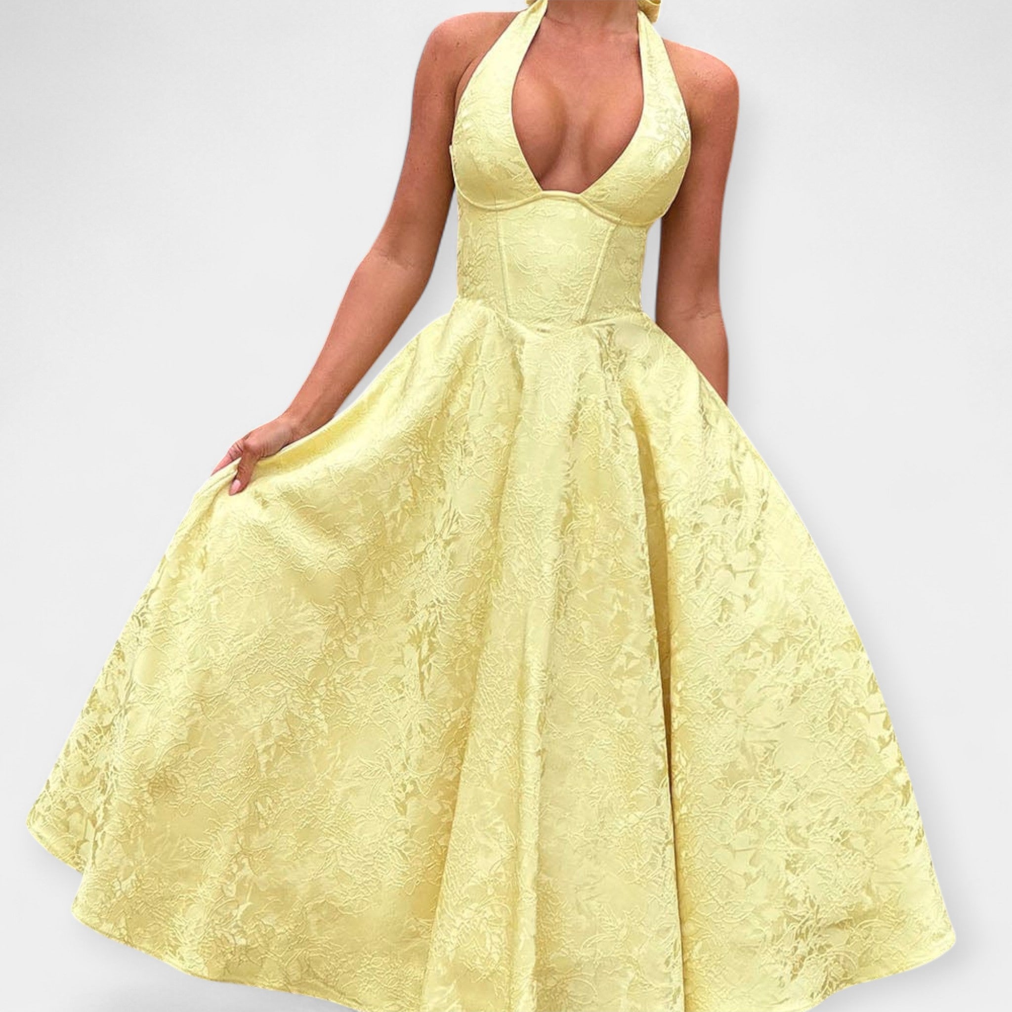 Robe Midi avec Dos Nu et Corset