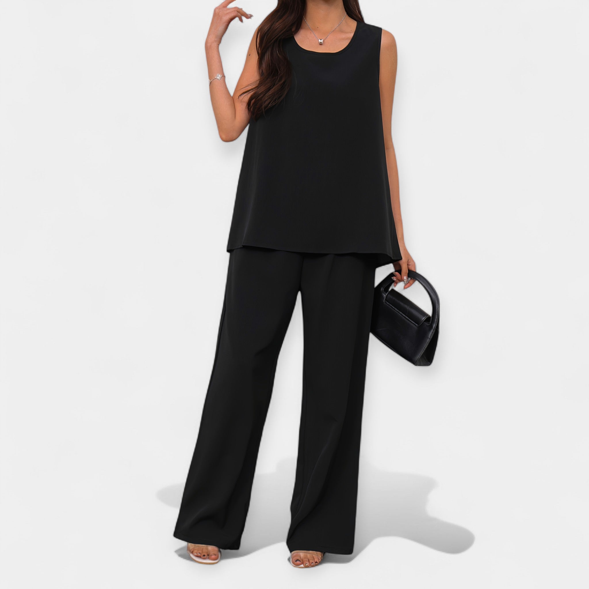 Set Élégante avec Top Sans Manches et Pantalon Large