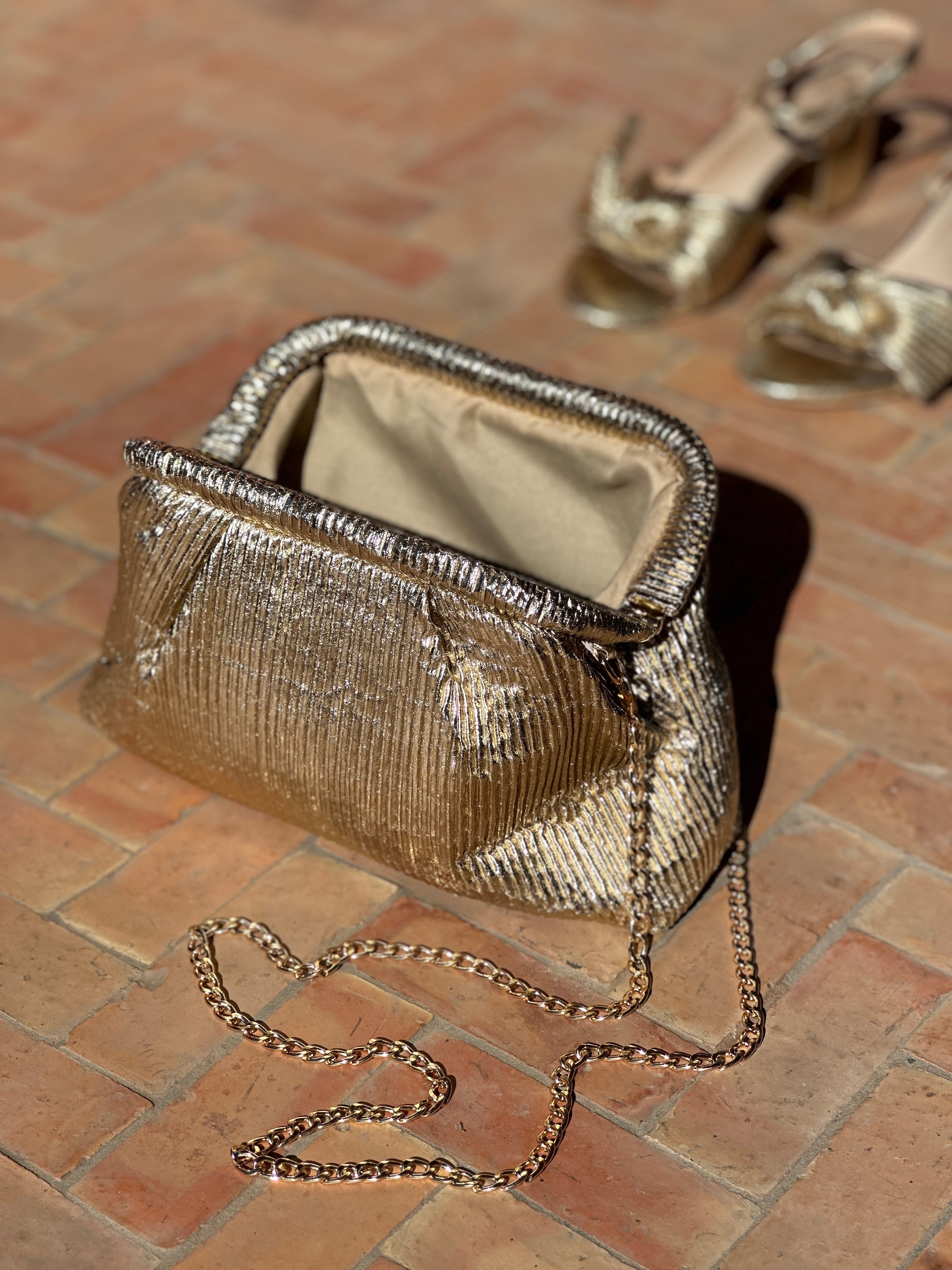 Pochette & Sac à Bandoulière Élégant Doré