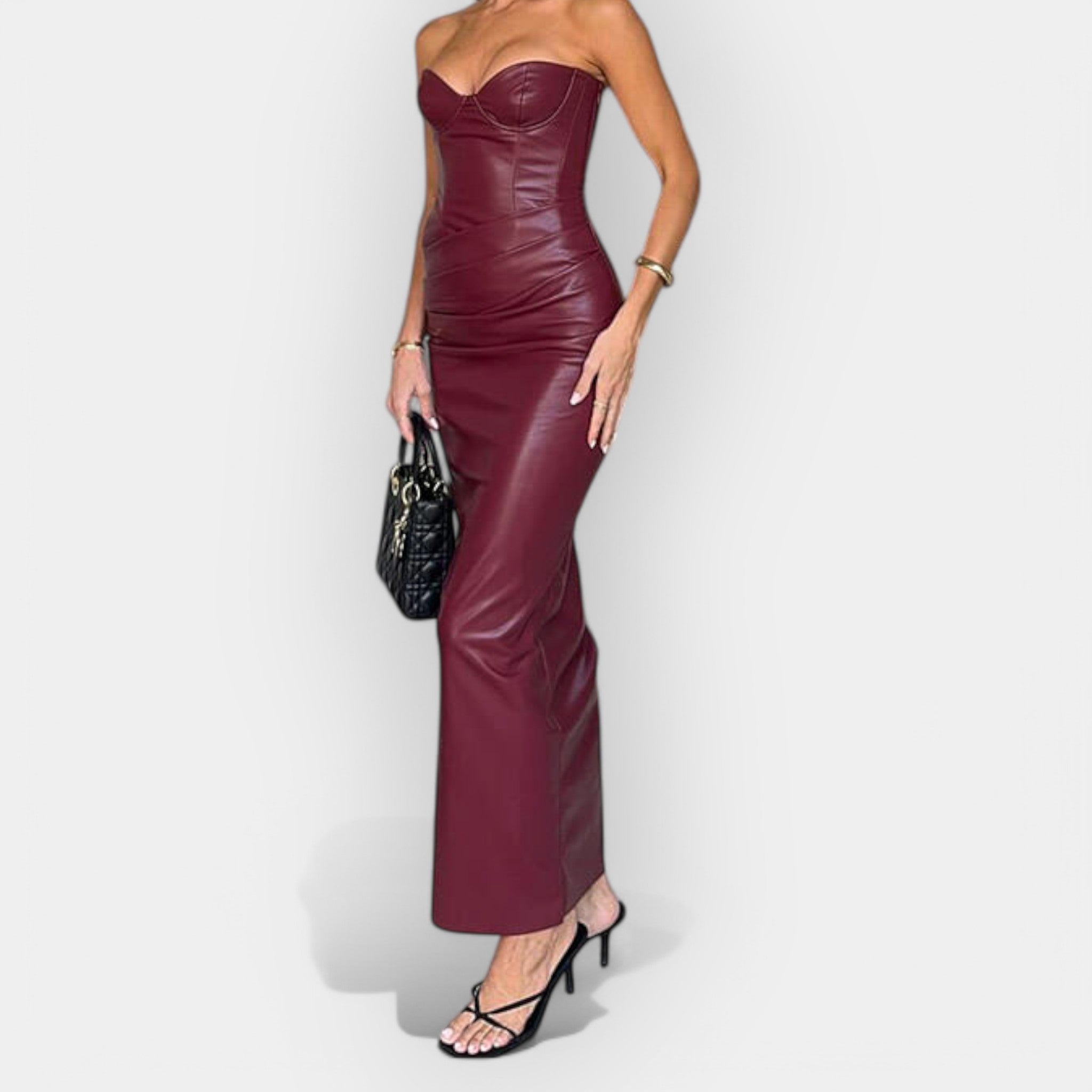Robe Midi en Cuir avec Sensation Moderne