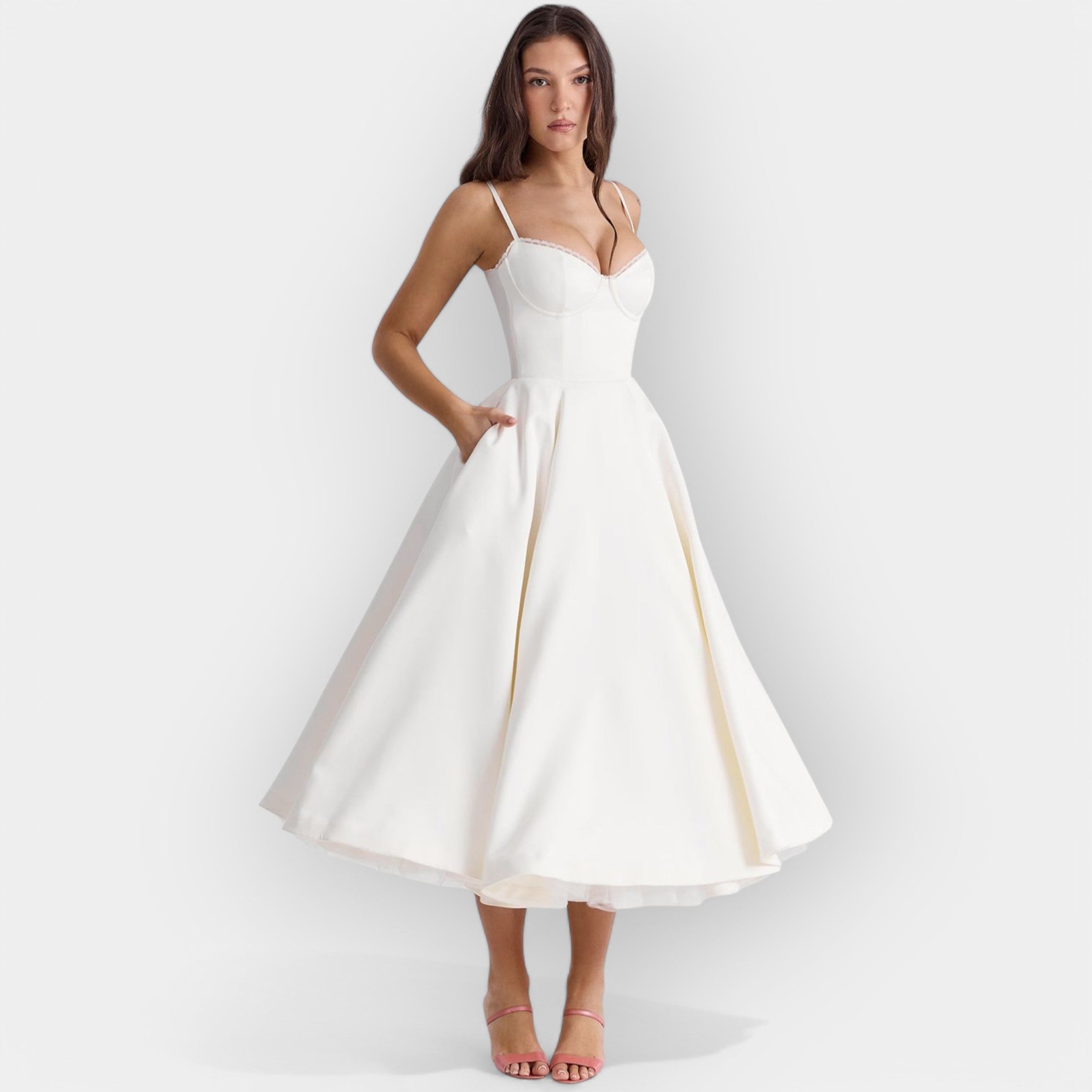 Robe Midi Blanche Épurée