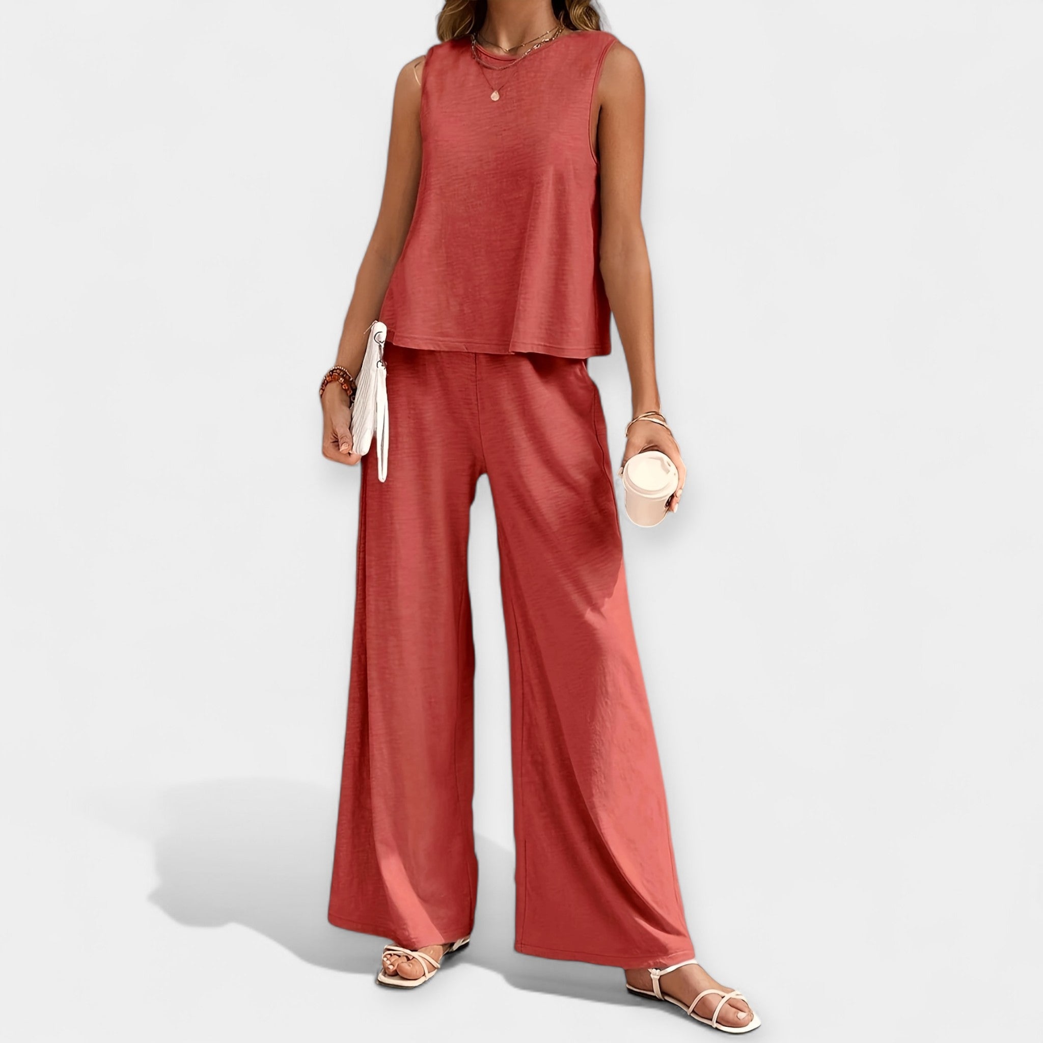 Ensemble avec Top Sans Manches & Pantalon Large