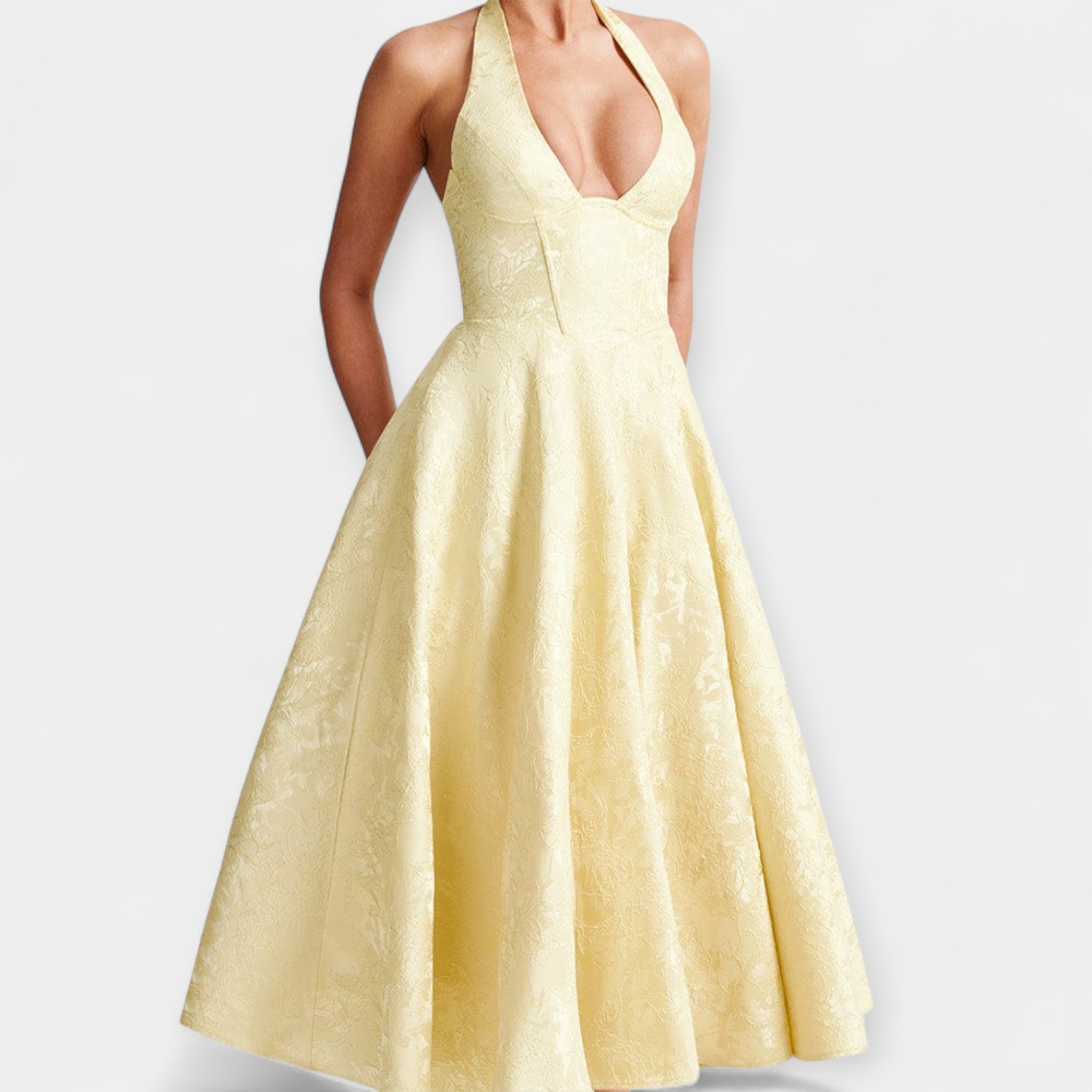 Robe Midi avec Dos Nu et Corset
